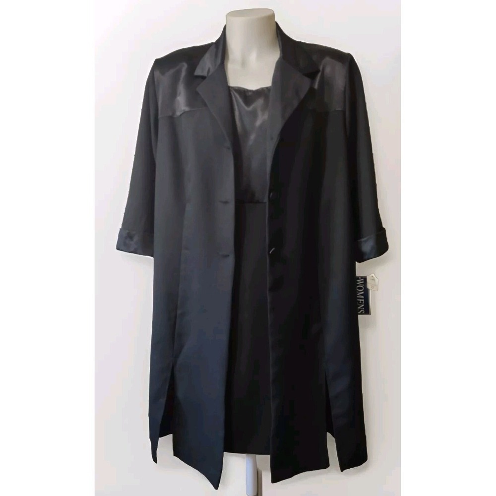Vintage 80's Betsy's Things Dress  Women's Size 22 Black‎ with Jacket  Button Up